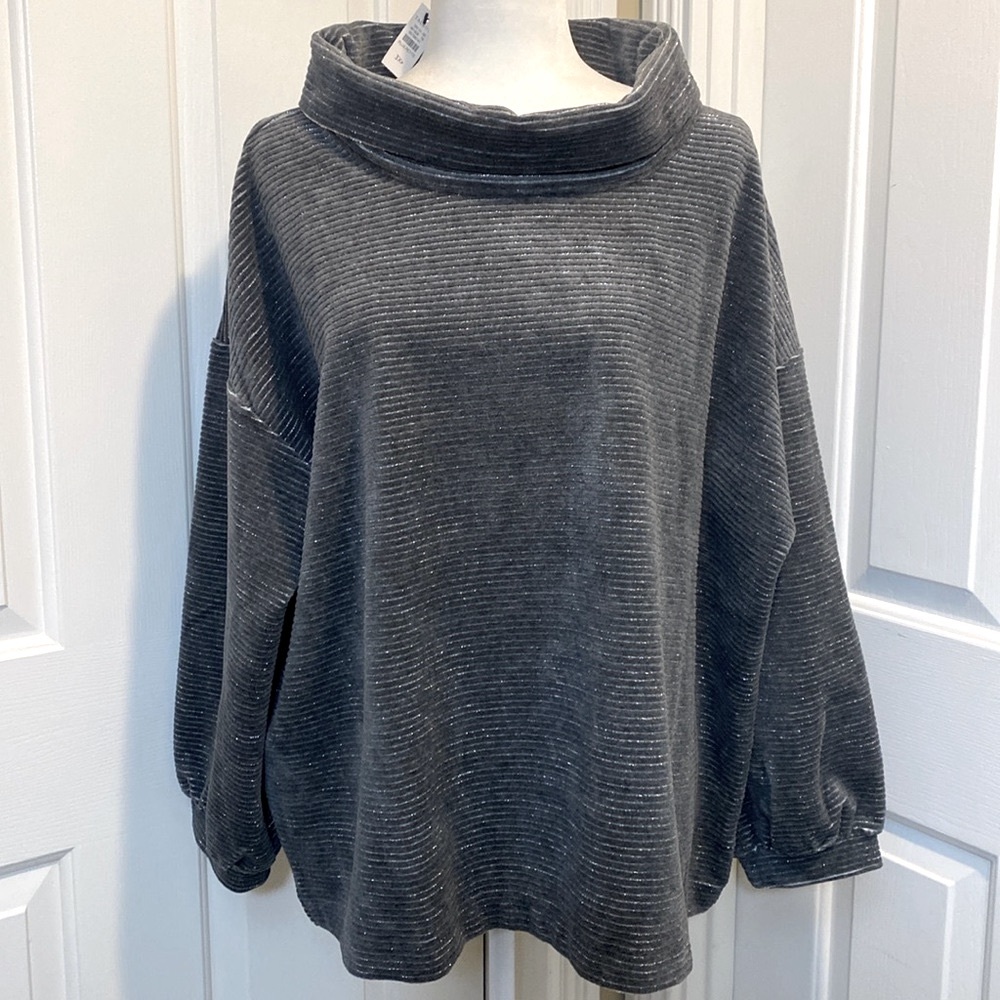 NWT T by Talbots 3XP PETITE Grey Cowl Neck